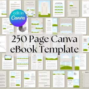 Canva eBook Template, Course WorkBook Template, How to Create e-Book, Lead Magnet Template, Canva Coaching Template, 250 page book Templates