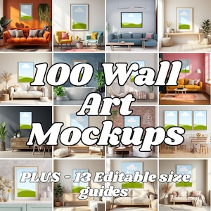 Pacchetto di mockup di Wallart per Canva, mockup di arte murale per Canva, pacchetto di mockup di poster e cornice, mockup di Mid-Century Modern, Boho, minimalista