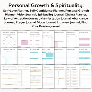 Self-Love Planner, Self-Confidence Planner, Personal Growth Planner, Vision Journal, Spirituality Journal, Chakra Planner, Law of Attraction Journal, Manifestation Journal, Abundance Journal, Prayer Journal, Moon Journal, Introvert Journa