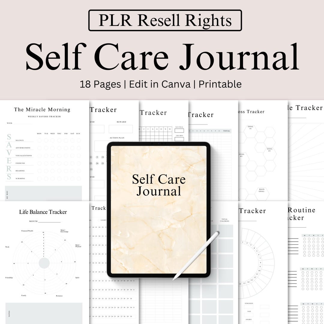 Self Care Planner: Printable Wellness Journal, Canva Template (PLR) - Etsy