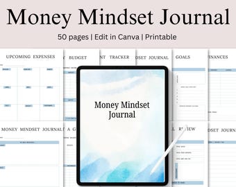 Diario de mentalidad financiera, planificador financiero digital, plantilla de Canva: planificador financiero con derechos de reventa PLR