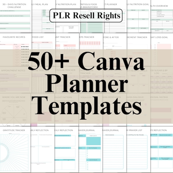 50+ Canva Planner Templates Bundle: PLR Resell License