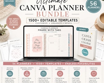 PLR Planner Template Bundle, 1500+ Canva Resale Templates