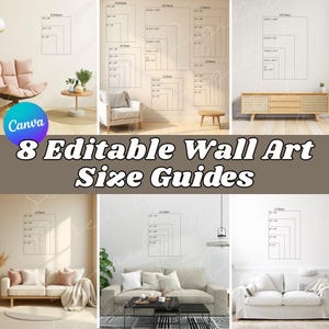 Maquettes du guide des tailles d&#39;art mural : modèle sur toile, ratios d&#39;affiches imprimables