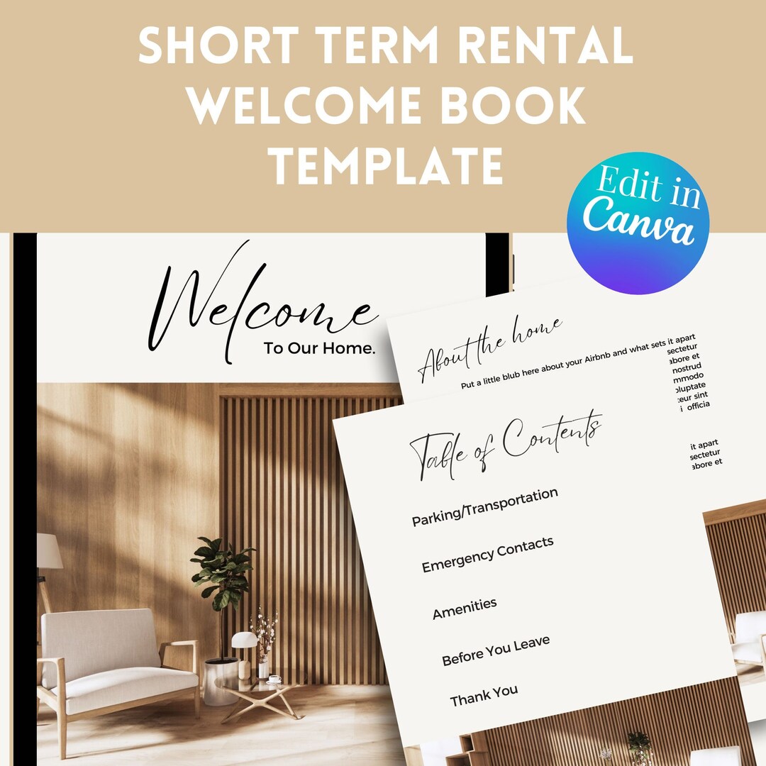 Book Template, Canva Template for Vacation Rental, Guest Book Book Template, Canva Template for Vacation Rental, Guest Book