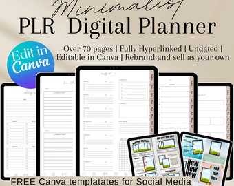 Minimalistische PLR Digitaler Planer Canva Vorlage