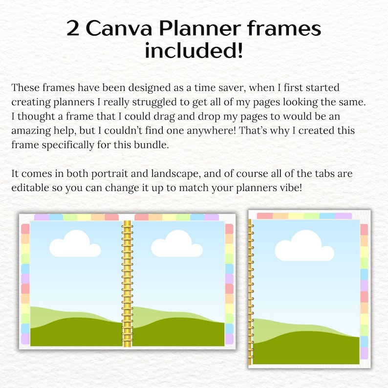 2free canva planner frames to use with the plr digital planner bundle to create 2025 digital planners with plr