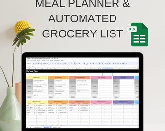 Google Sheets Meal Planner Spreadsheet and Grocery Shopping List - for mobile or desktop