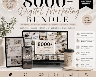 8000+ Digital Products for Reselling | PLR MRR Bundle | Faceless Reels, Canva Templates & Guides