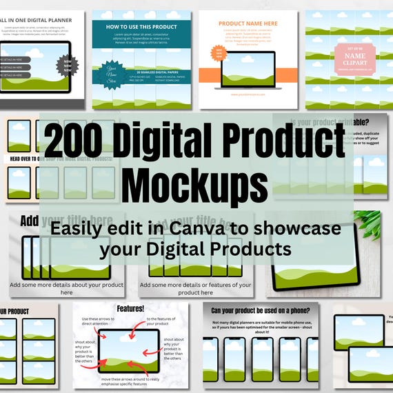 200+ Digital Planner Mockup Images, Canva Etsy Listing Templates, Drag and Drop Mock ups, Sell Digital Planners