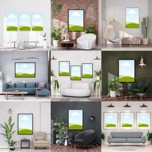 Canva Wall Art Mockups, 10 Digital Wall Art Listing Picture Templates, Framed Poster Mock Up Bundle