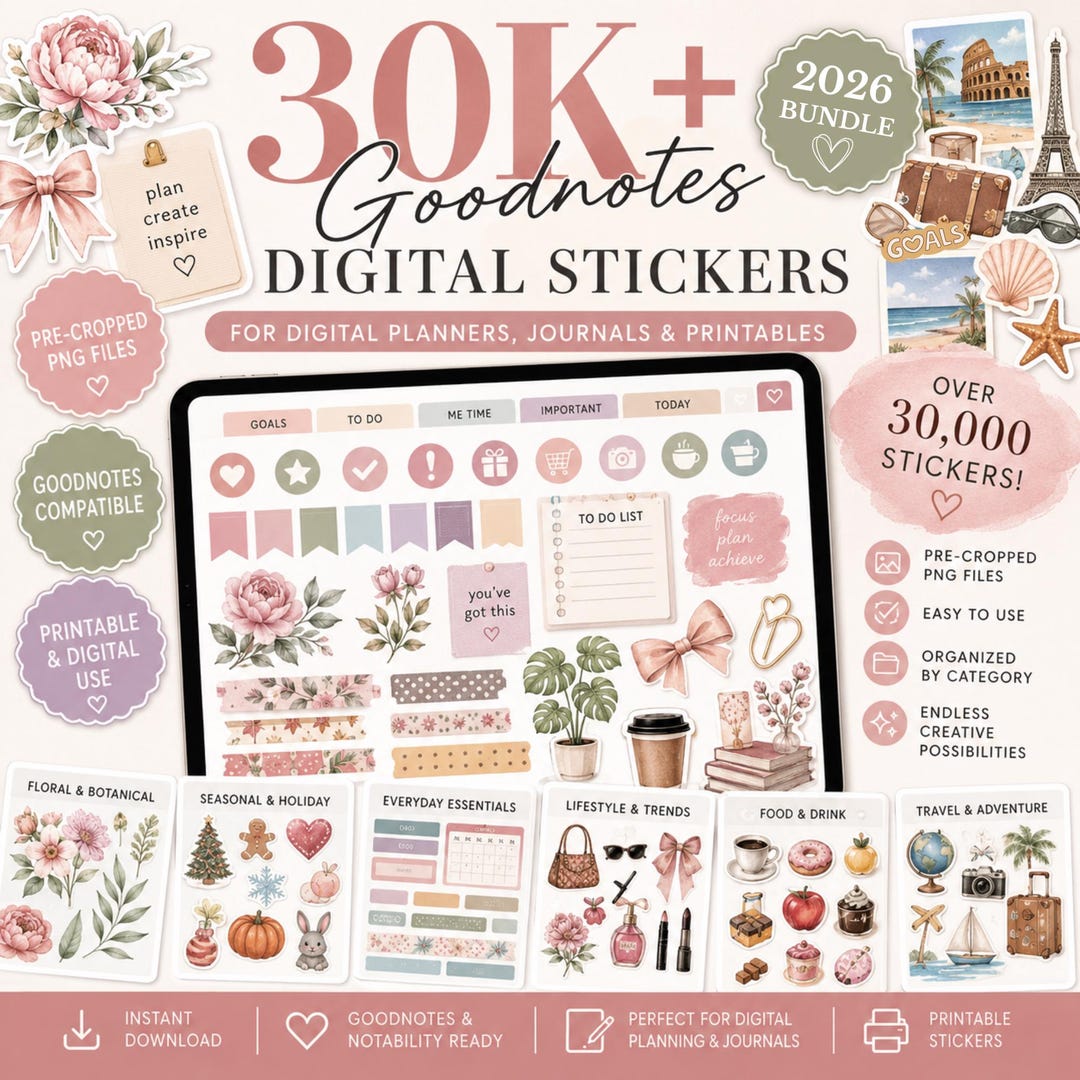 30K+ Goodnotes Digital Planner Stickers, PNG Sticker Bundle - Etsy