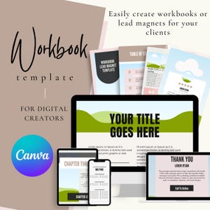 Canva digital workbook template, 41 page e-book template - Lead Magnet Template, Work Book Coaching Template