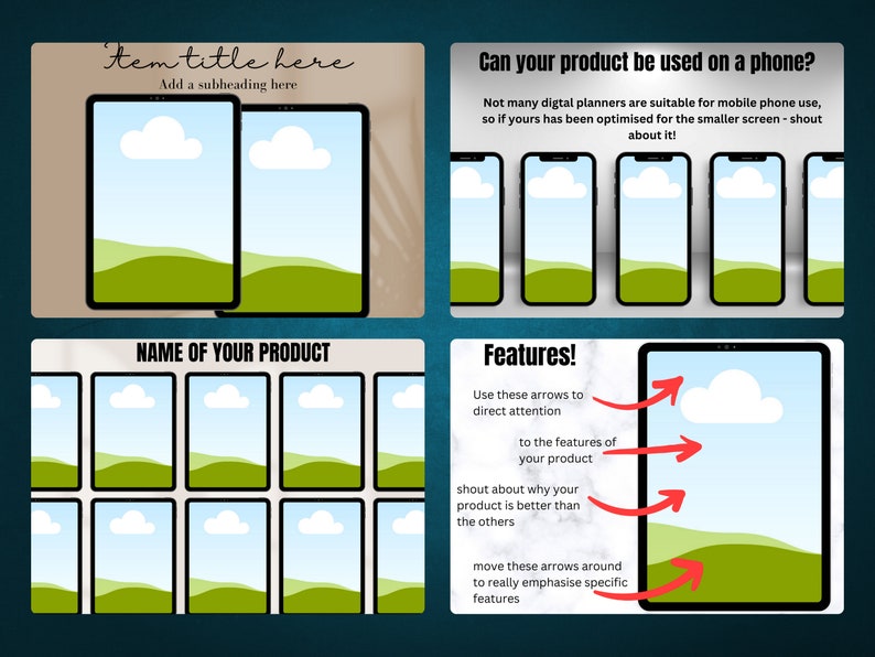 200 + PLR Digital Planner Mockups, Digital Product Listing Templates, Etsy Listing Mock up, Canva Frames for Digital Product Sellers