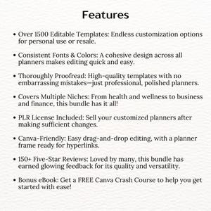 PLR Resell Digital Planner Bundle with Commercial Use, Canva Editable, Instant download, Customisable daily, weekly, monthly templates