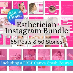 Skin Care Instagram Templates for Canva,Pink Skincare Esthetician Instagram, Beauty Story Video Posts, Social Media Templates for Beautician
