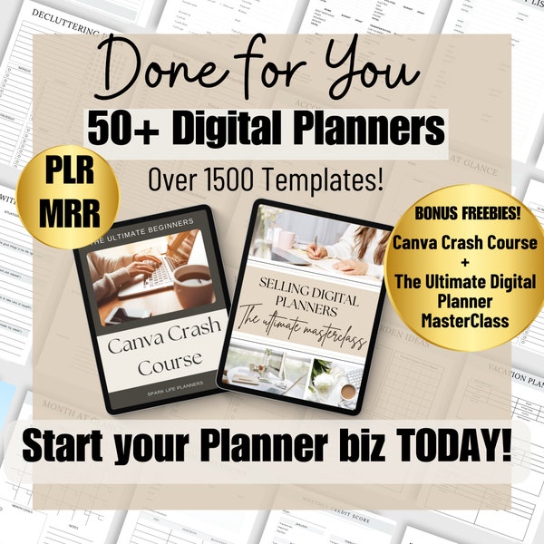 PLR Digital Planner Bundle Private License Resell Master Resale Rights Create and Resell Digital Planners Editable Canva Planner Templates