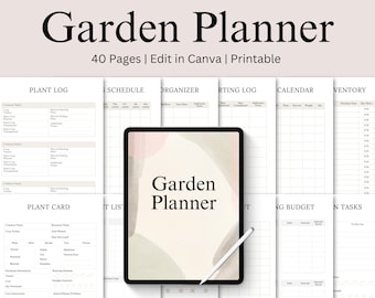 Garden Planner Canva Template, Editable Gardening Journal - use digitally or print at home