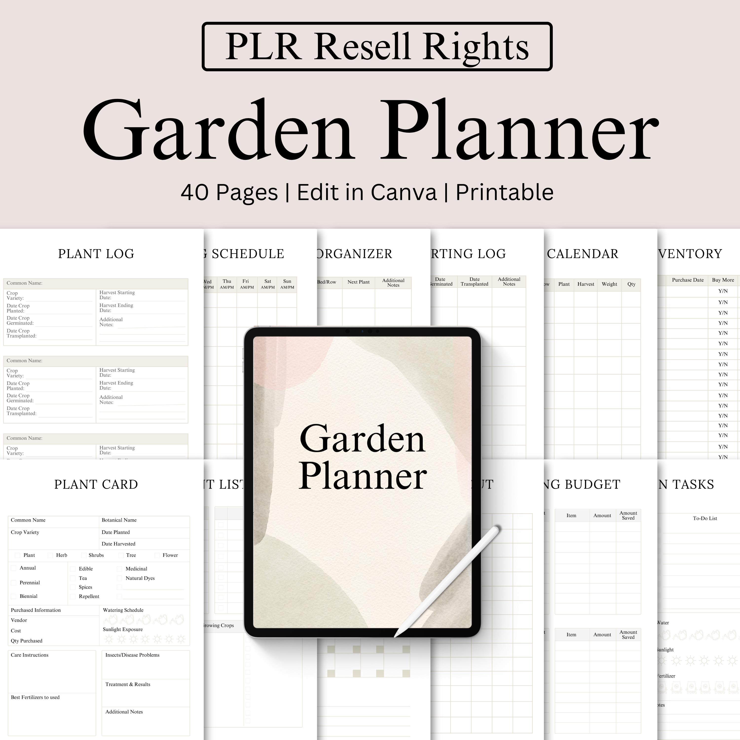 Garden Planner Canva Template, Editable Gardening Journal - Use ...