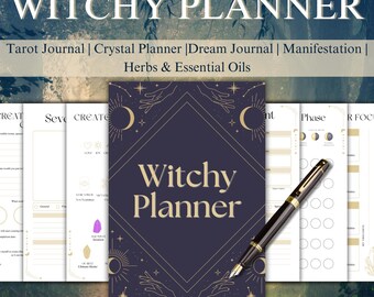 Undated Witchy Planner, Tarot, Crystal, Herbal (Printable PDF)