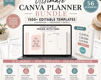 50+ Canva Planner Templates Bundle: PLR Resell License