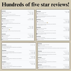 Pu&ograve; includere: Un collage di recensioni dei clienti per un negozio Etsy, che mostra valutazioni a cinque stelle e commenti positivi. Le recensioni evidenziano la qualit&agrave; dei prodotti, la facilit&agrave; d'uso e l'eccellente servizio clienti. Il testo include frasi come "ottimo prodotto", "facile da usare", "servizio veloce" e "grande aiuto".