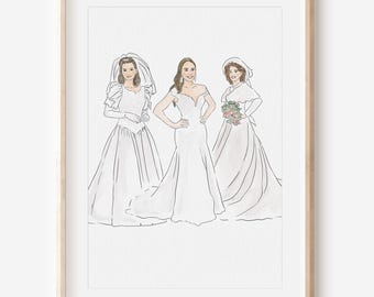 Custom Bride and Mother Watercolor Portrait | Generational Wedding | Hand-Painted Family Heirloom