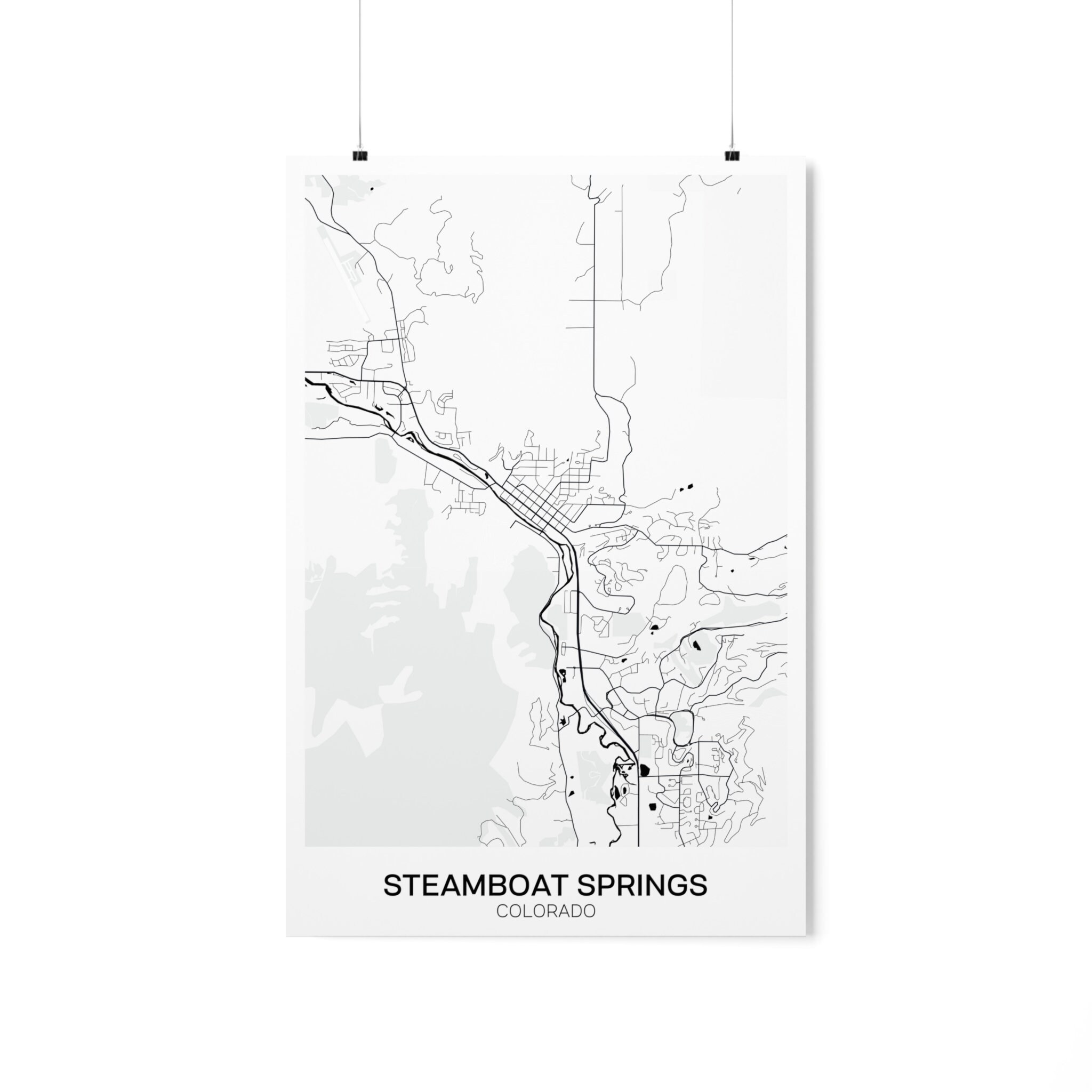 Steamboat Springs Map Print, Detailed, Colorado, Minimalist, Black ...