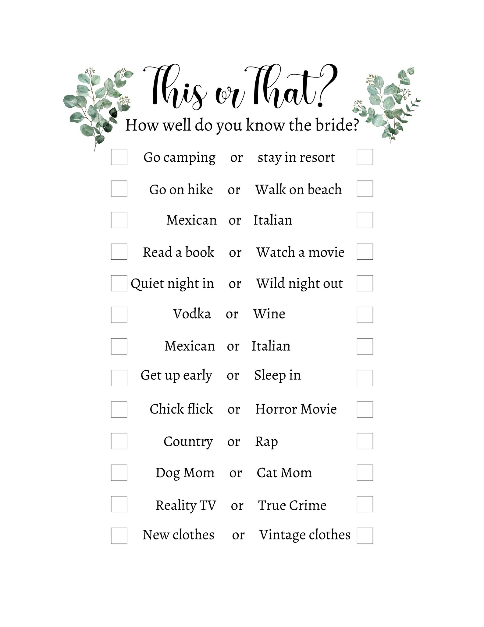 Wedding Shower Game Bundle Wedding Shower Games Printable Etsy