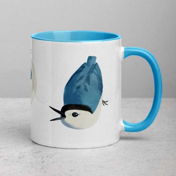 Triple Nuthatch Bird Mug for Coffee and Tea