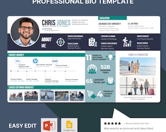About me template executive resume template personal brand professional bio career coach speaker networking job search one pager