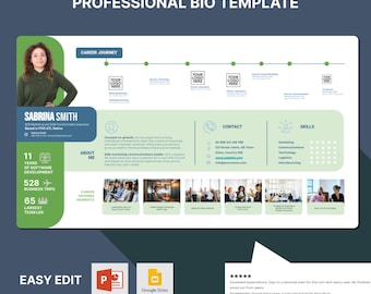 Professional Bio Template Executive Profile Career Journey About Me Slide Interview Introduction Presentation Executive Bio & Resume Cover