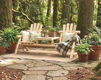 Rustic Cedar Garden Bench: Personalized Farmhouse Outdoor Furniture