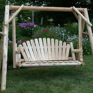 Handcrafted Wooden Porch Swing - Rustic Charm for Your Outdoor Oasis
