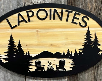 Add Your Own Text,Adirondack Chairs and Mountains sign