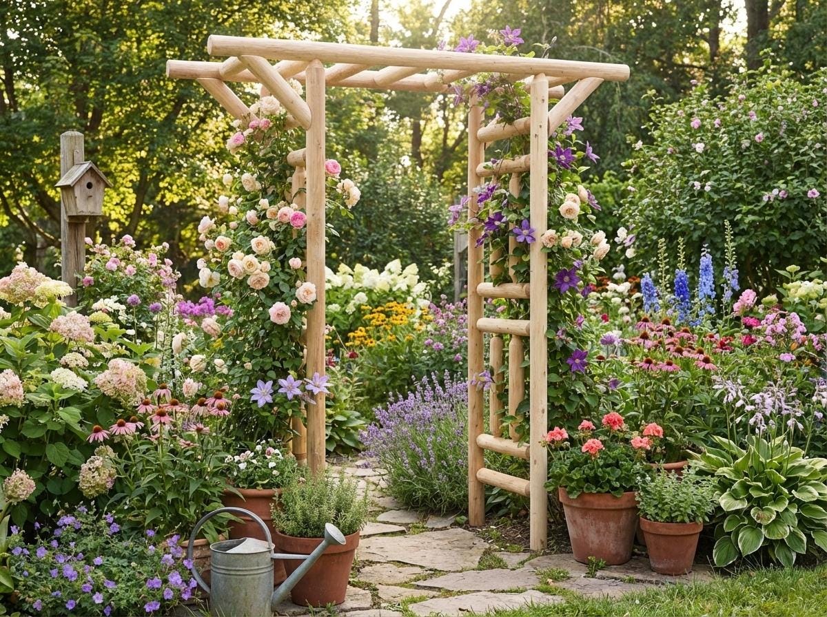 Rustic Wedding Arch Wooden Garden Archway Cedar Wood Arbor Outdoor Ceremony Arch Backyard Entryway Farmhouse Decor USA Made