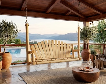 Handmade Cedar Porch Swing: Contoured Seat, Zinc Hardware