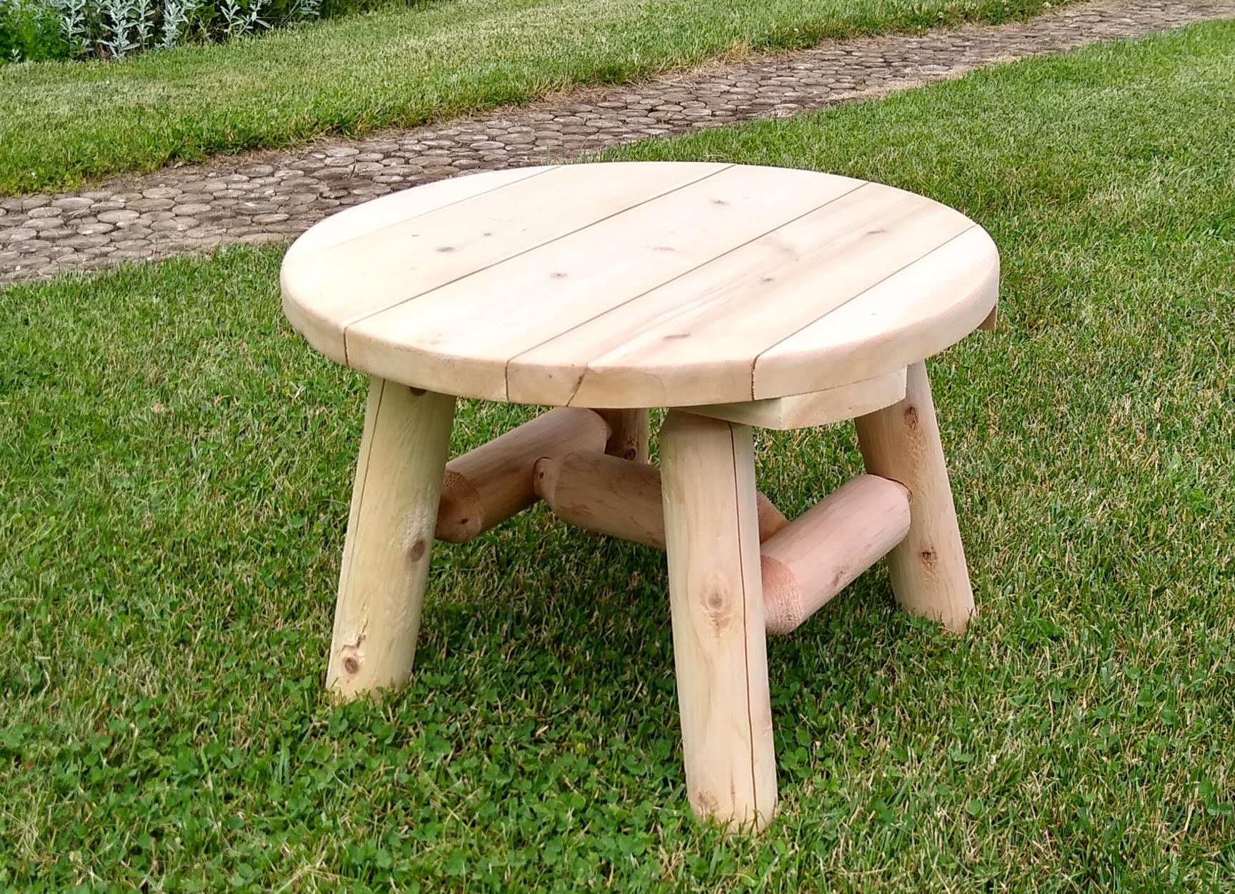 Rustic Round Wood Side Table: Outdoor Farmhouse Decor