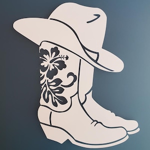 Adesivo per bottiglia d'acqua, adesivo per stivali da cowboy con ibisco, adesivo in vinile per auto, adesivo per laptop, adesivo hawaiano, adesivo da cowgirl