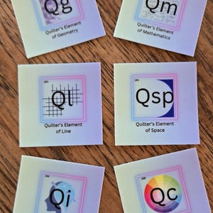 Pegatinas de elementos de acolchado, regalo para costureras, calcomanía divertida de vinilo impermeable para caja de proyectos de computadora portátil o decoración de máquina de coser, elementos de matemáticas científicas