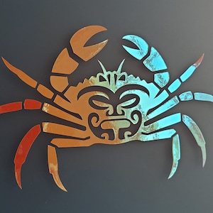 Holographic Tiki Crab Car Decal: Golden Pink Vinyl (4.5”X5”)