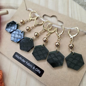 Japanese Stitch Markers Set of 6 Knitting Crochet Needle Marker Charm Friendship Earrings Knittok Crochettok Progress Keeper Leverback Clasp
