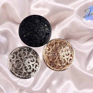 Korean High-End Hollow Metal Buttons – 4–6Pcs | 5 Sizes (15–25mm) | Black/Silver/Rose Gold | For Coats, Pants, Jackets