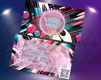 Nail salon business card  QR Code Business Card , Digital Business Card Template, DIY Business Cards