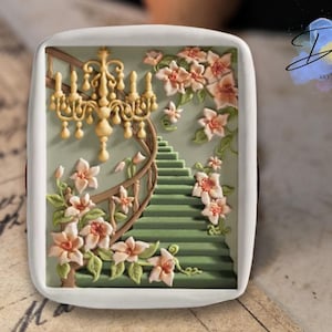 Stiege mit Blumen Wachssiegel Stempel - Romantische Wendeltreppe Hochzeitseinladung Stempel, Vintage Umschlag Siegel, Geschenkverpackung Dekoration