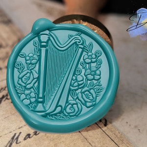 Sello de lacre de arpa: sello para sobre de boda, sello de lacre con temática musical, decoración para envolver regalos, kit de lacre