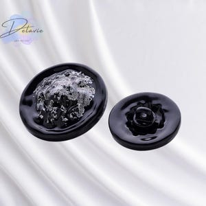 Black Resin Buttons with Silver Carving – 5Pcs Set for Dressmaking, Coats & DIY Craft | 18mm / 23mm