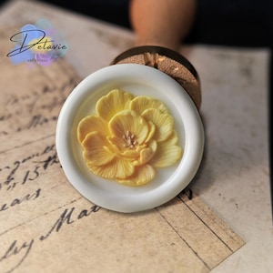 Timbro in ceralacca a forma di tulipano – Timbro in rilievo floreale 3D per inviti di nozze, journaling, scrapbooking, confezioni regalo (25 mm)