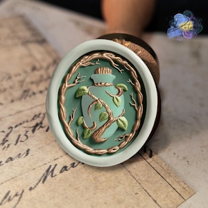 Sello de lacre Forest Aura: Frasco de perfume botánico con vides, sello cottagecore para amantes de la naturaleza y el diario.