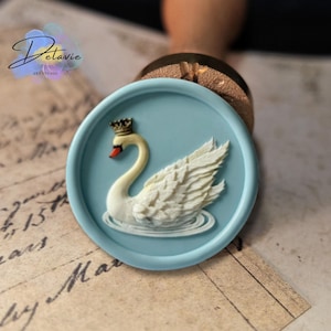 Gekrönter Schwan Siegelstempel – königliches Schwan-Siegel für Einladungen, Journaling & Geschenkverpackung (25 mm)